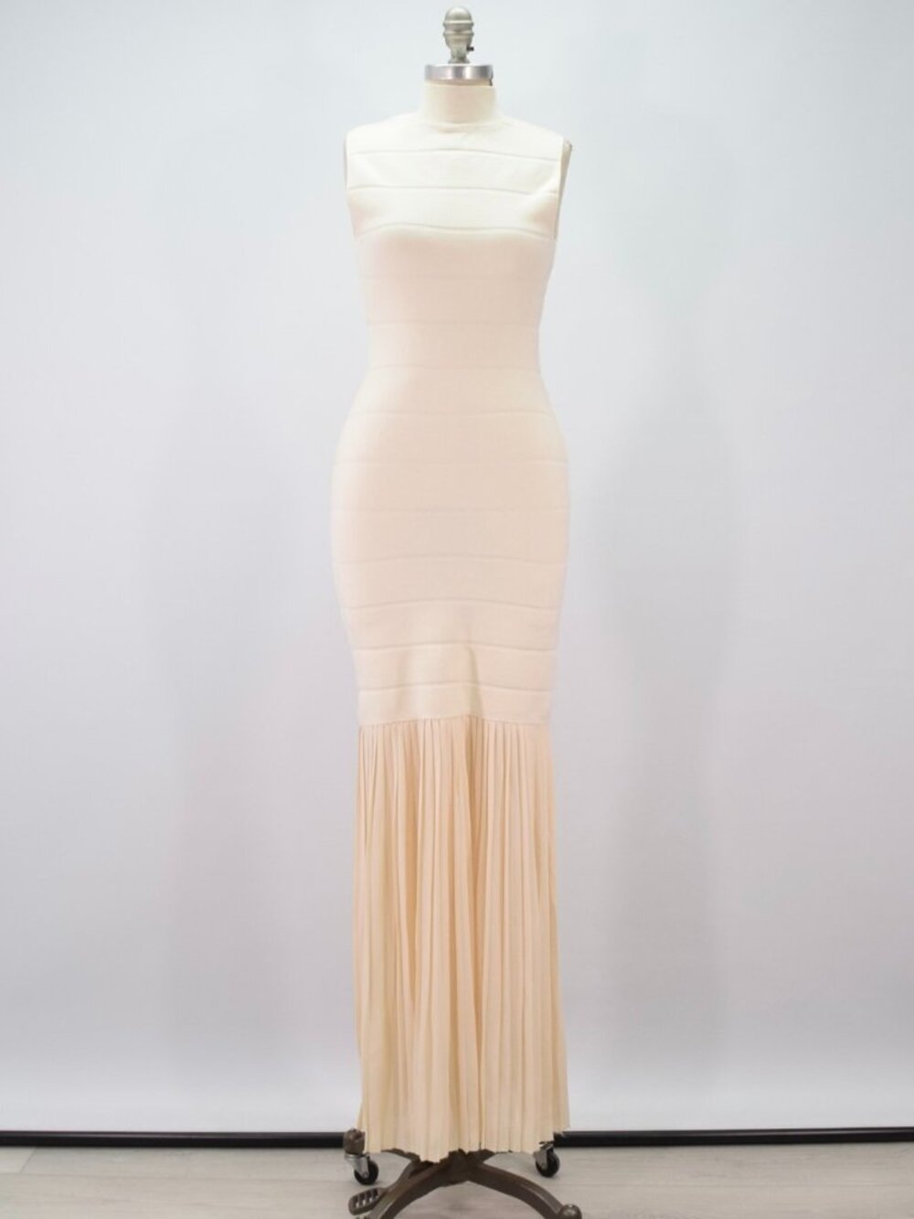 Anthropologie NWT Blithe LA Off-White Knit + Chiffon Maxi Dress - Picture 3 of 9